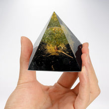 Load image into Gallery viewer, OrgoneVivid Tree of Life Orgonite Pyramid for Positive Energy Peridot with Obsidian Quartz
