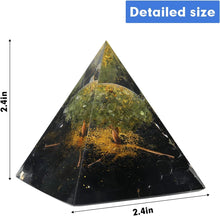 Load image into Gallery viewer, OrgoneVivid Tree of Life Orgonite Pyramid for Positive Energy Peridot with Obsidian Quartz

