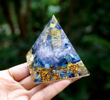Load image into Gallery viewer, Orgonite Clear Crystal With Amethyst Kyanite Natural Stone Pyramid

