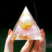 Load image into Gallery viewer, Flower Of Life Orgonite White Agate Crystal Sphere Amethyst Crystal Pyramid
