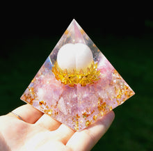 Load image into Gallery viewer, Flower Of Life Orgonite White Agate Crystal Sphere Amethyst Crystal Pyramid
